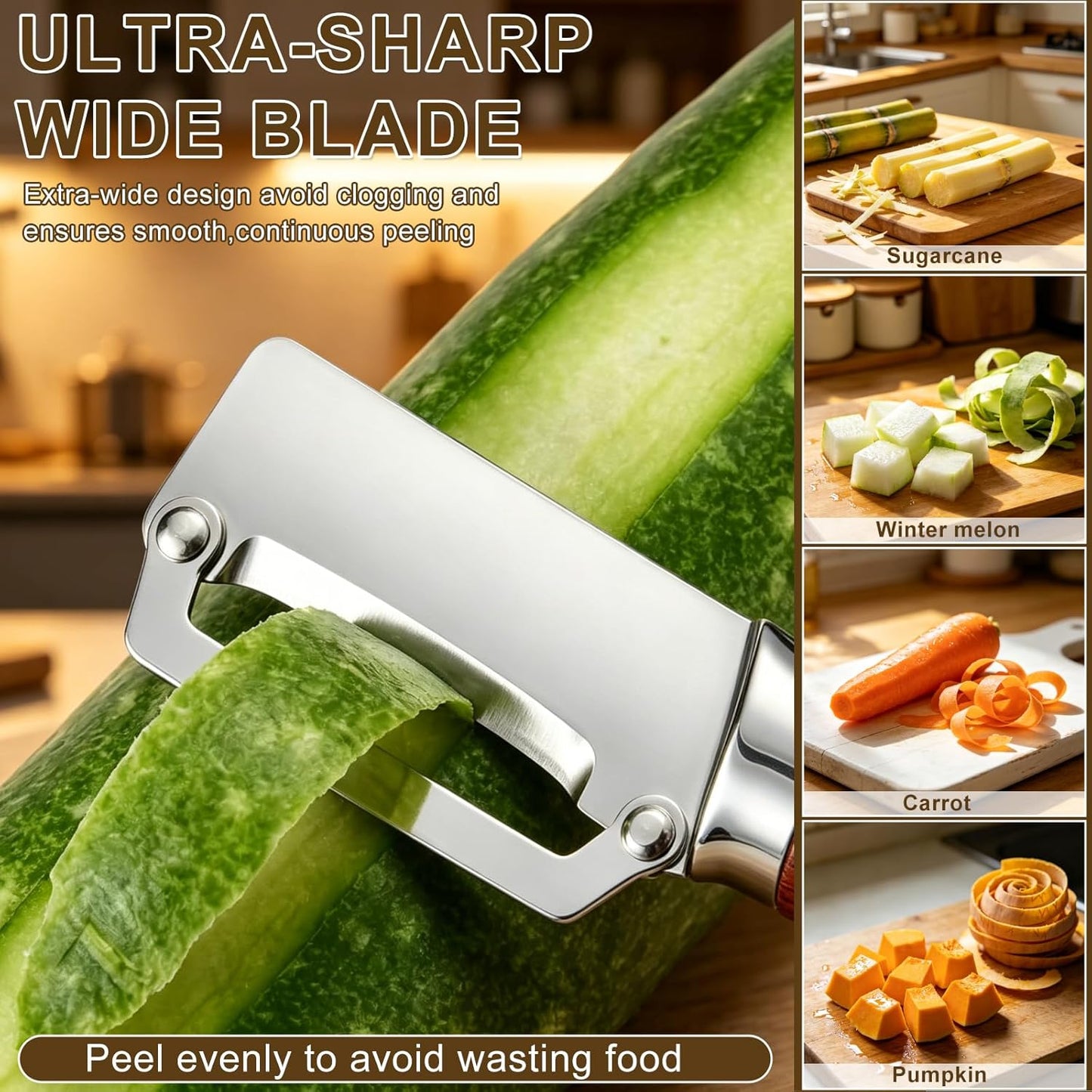 2-piece Multi-Functional vegetable peeler set, 2026 New kitchen peeler with handle, ultra-sharp stainless steel blade, suitable for fruits, apples, potatoes, etc