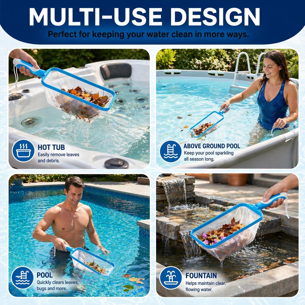 The Skimmie Swim-N-Scoop in-Pool Handheld Skimmer Net for Scooping Debris, Leaves, and Bugs While Swimming