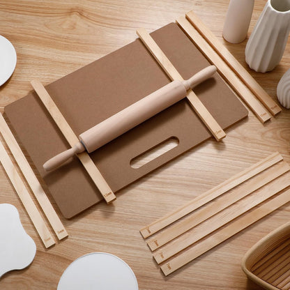 Newtay 12 Pcs Pottery Tools Include 1 Wood Rolling Pin Sculpting Polymer Clay Tools 1 Portable Pottery Wedging Board/Linen Tablecloth and 10 Pcs 5 Size Teaching Rolling Mud Stick Guide (Tablecloth)