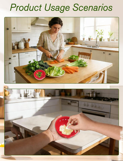 Herb Stripper & Garlic Grater, 2-In-1 7-Hole Design Herb Stripper Bowl, Built-in Garlic Grater Plate for Kale, Chard, Collard Greens, Thyme, Basil, Rosemary (Red)