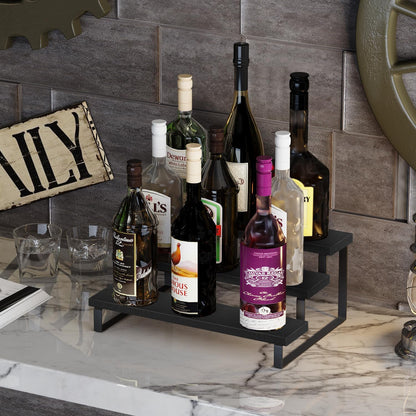 YINMIT Wooden Display Riser Stand, Tiered Perfume and Cologne Organizer Stand, 4 Tier Spice Rack Organizer, Rustic Display Shelf for Candles (4 Tier)