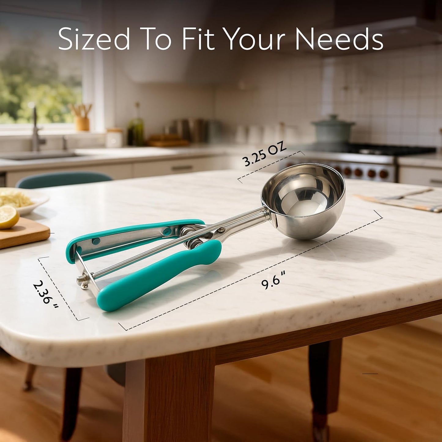 Restaurantware Comfy Grip 4 Ounce Ice Cream Scooper 1 Spring-Loaded Melon Ball Scoop - #8 Built-In Blade Gray Stainless Steel Cookie Baller Dishwasher-Safe Heavy-Duty