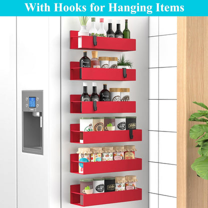 HuggieGems Metal 4 Pack Magnetic Spice Storage Rack Organizer for Refrigerator and Oven, Black Fridge Organizers and Storage, Metal