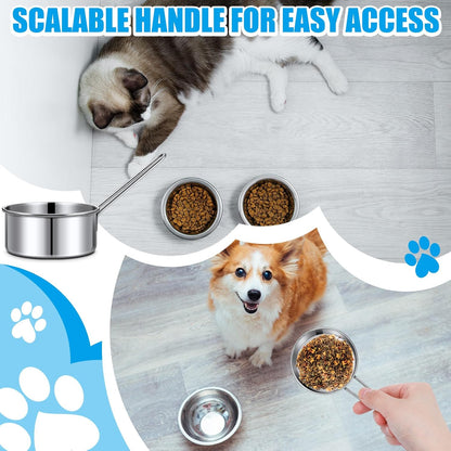Qinyoung 3 Pack 1/2 Dog Cat Food Stainless Steel Scoop Cup Food Measuring Cup with Handle Portion Control for Dog Cat Bird