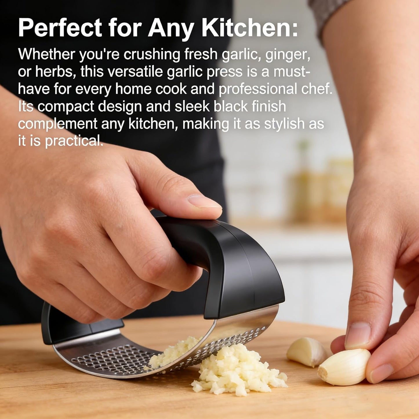 Garlic Press Rocker – Premium Stainless Steel Garlic Mincer & Crusher, Ergonomic Garlic Chopper for Easy Garlic & Ginger Prep, Dishwasher Safe, Ideal Kitchen Gadget