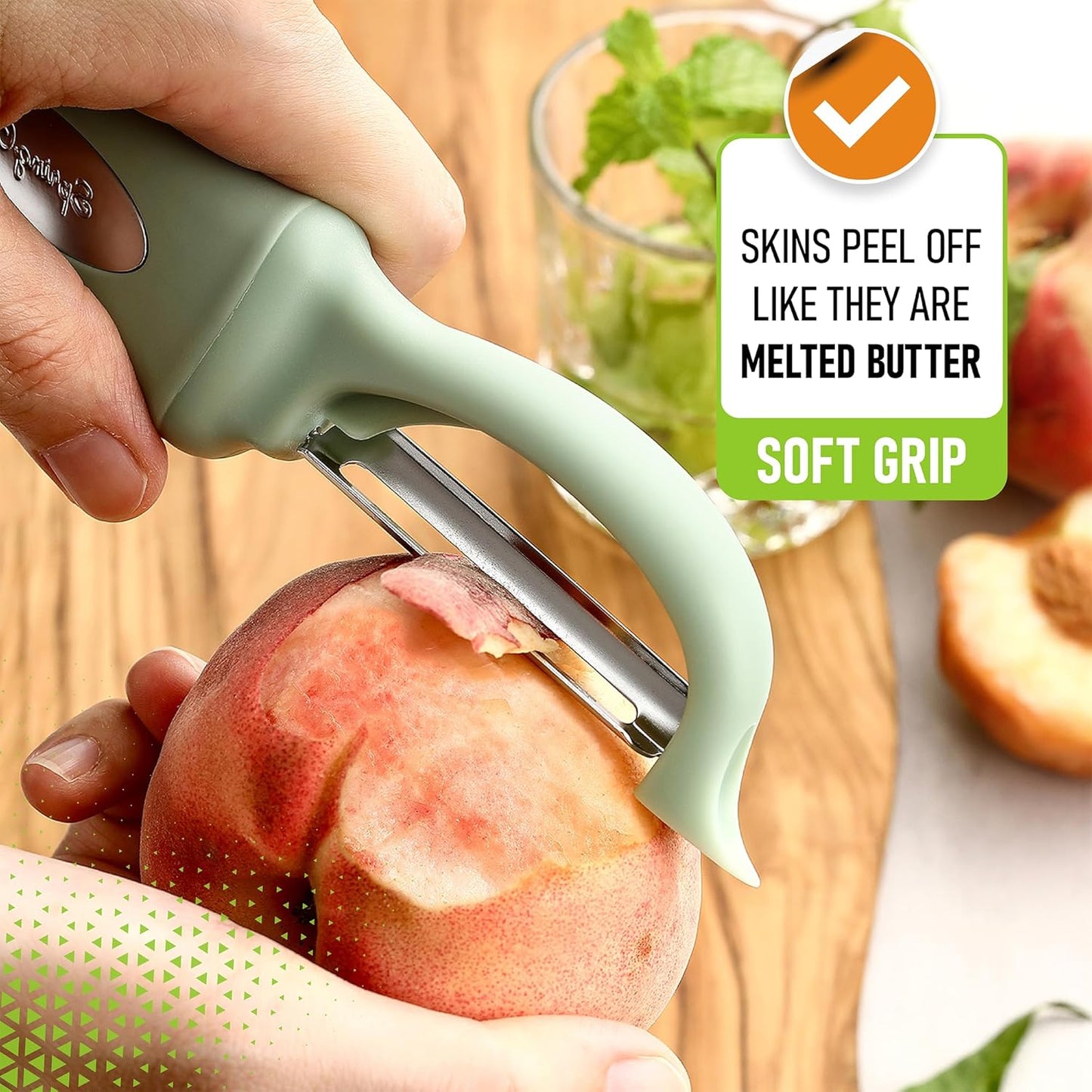Spring Chef Premium Swivel Vegetable Peeler, Soft Grip Handle and Ultra Sharp Stainless Steel Blades - Perfect Kitchen Peeler For Veggie, Fruit, Potato, Carrot, Apple - Pink Lemonade