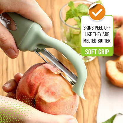 Spring Chef Premium Swivel Vegetable Peeler, Soft Grip Handle and Ultra Sharp Stainless Steel Blades - Perfect Kitchen Peeler For Veggie, Fruit, Potato, Carrot, Apple - Pink Lemonade