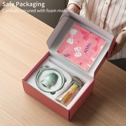 DWEHIXBUY Matcha Kit 7-Pcs matcha whisk set, Measuring Spoon, Japanese Tea Making Tools,Cha, tea bowl, pink matcha set (dark blue)