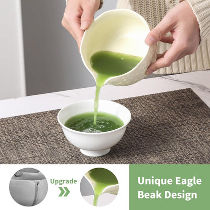 Matcha Whisk Set, 5 Pcs Ceramic Matcha Set, Matcha Kit Set Includes Matcha Bowl, Matcha Whisk and Holder, Bamboo Scoop and Sifter, Matcha Tea Set, Ideal Gift for Family/Friend (Pink)
