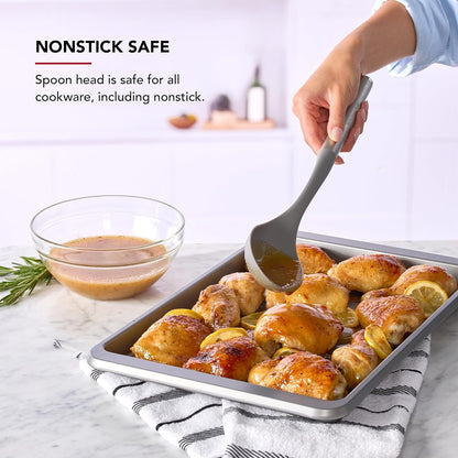 KitchenAid Spoon Spatula with Curved Edges and Stainless Steel Handle, Nonstick Safe, Durable, Dishwasher Safe