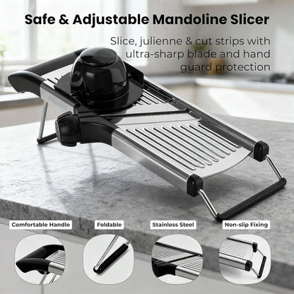 Professional Mandoline Slicer for Kitchen, Adjustable Vegetable Slicer Stainless Steel Mandoline Food Slicer with Julienne Cutter, Safe Vegetable Slicer