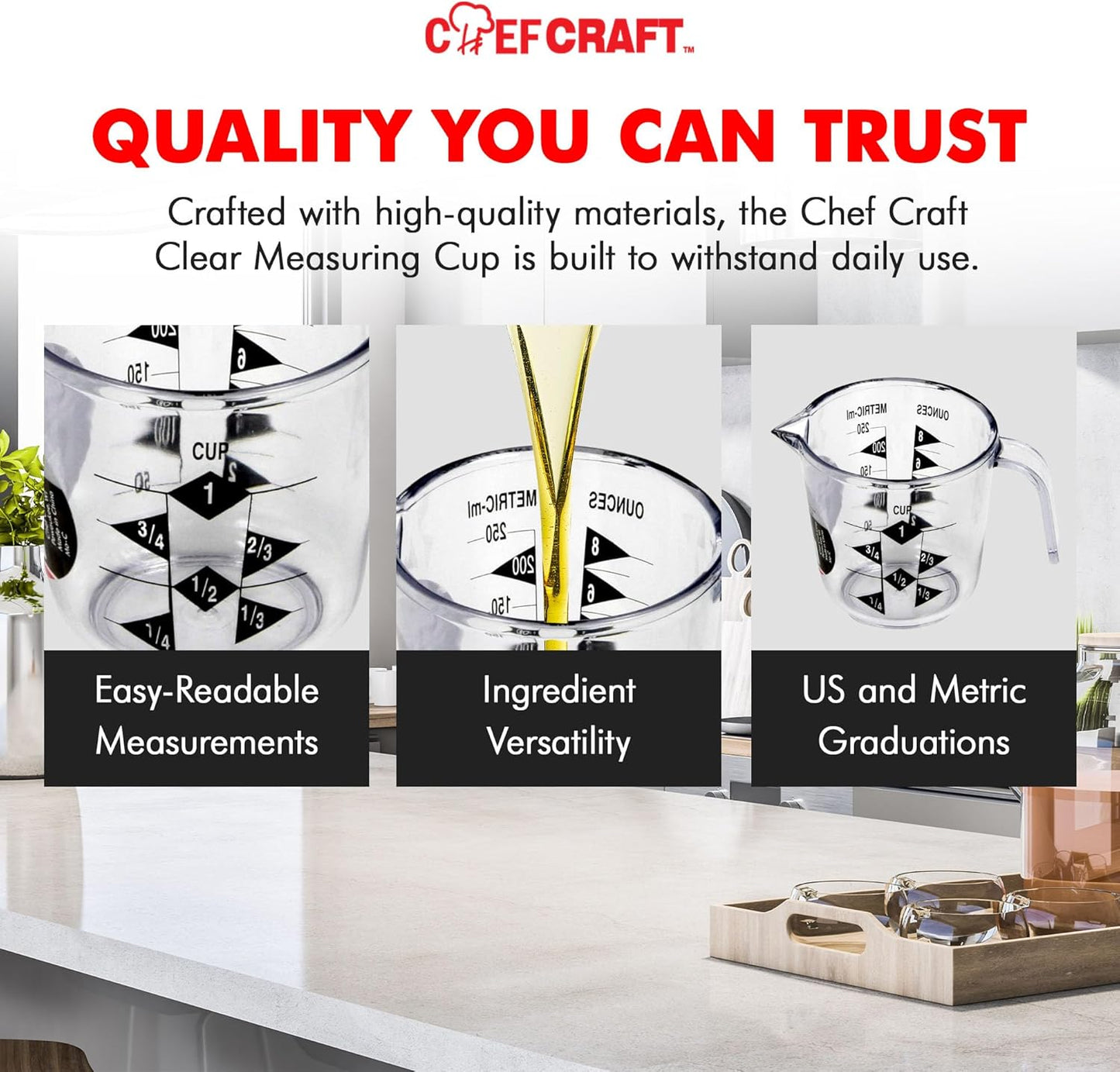 Chef Craft Select Plastic Measuring Cup, 2 Cup, Clear