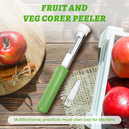Red Apple Corer and Peeler, Multi Functional Apple Corer for Bell Peppers Pears,Stainless Steel 2-In-1 Household Kitchenware, Plastic-Handle,Fruit and Vegetable Peeling Tool,Christmas Halloween Gifts