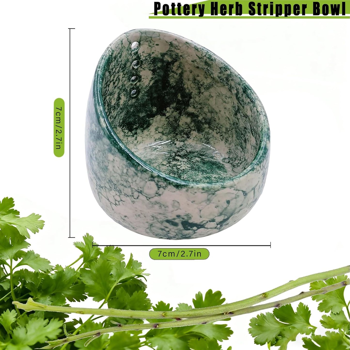 Herb Stripper Bowl, Pottery Herb Stripper Bowl, Kitchen Gadget for Fresh Leaf Stripping, Parsley, Thyme, Decorative Ceramic Glazed Handmade