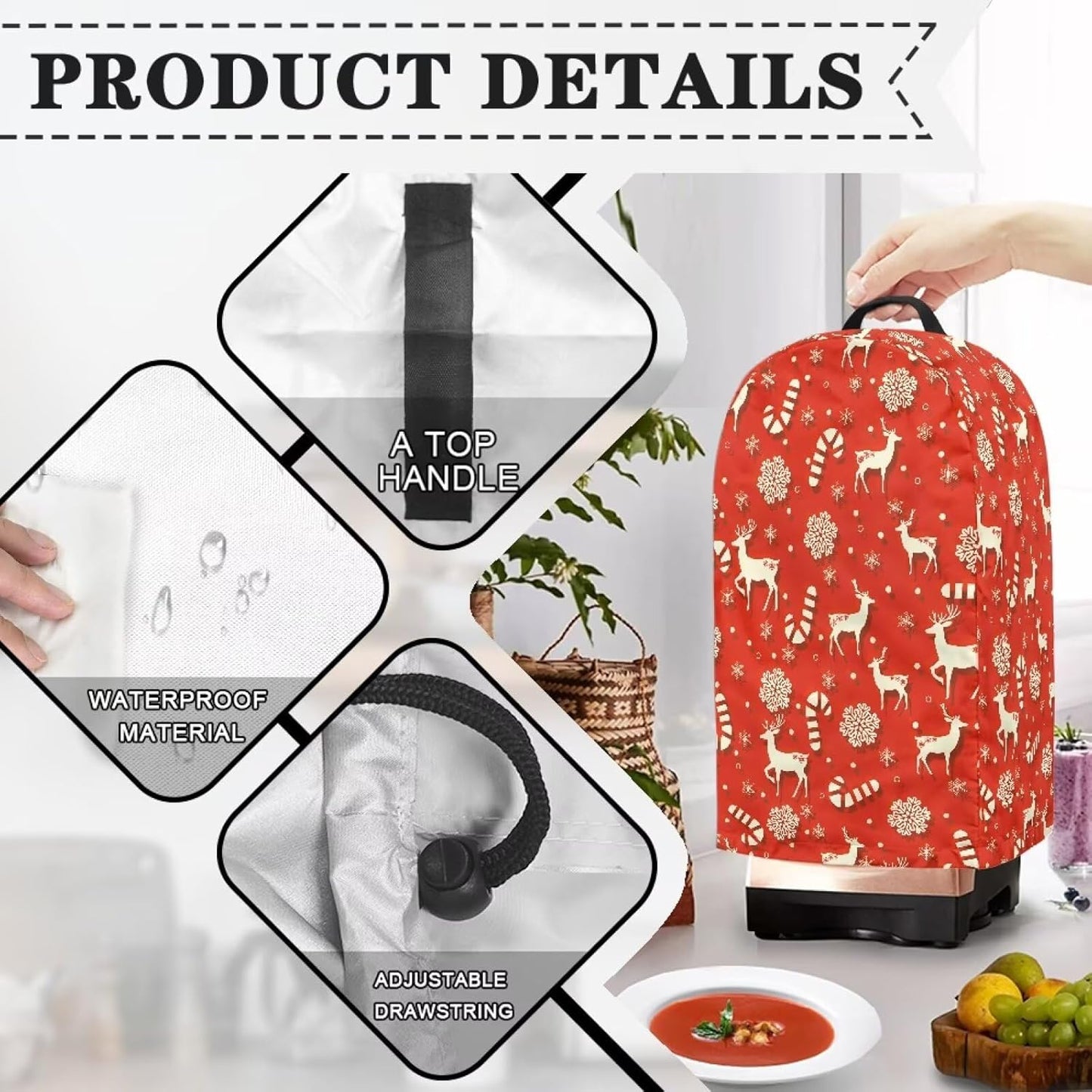 Coffee Pastry Blender Dust Cover with Drawstring Field Stand Mixer or Coffee Maker Cover Anti Fingerprint Polyester Appliance for Home Kitchen Decor