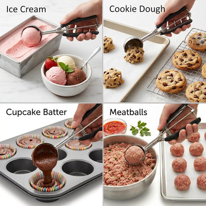 Ice Cream Scoop, 18/8 Stainless Steel Cookie Scoop, Cookie Scoops for Baking, 2 Tbsp/ 30 ml/ 1 oz Cookie Dough Scoop, Ice Cream Scooper with Trigger Release, Cookie Scooper for Baking