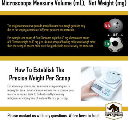 SuperDosing Milligram Measuring Spoon 10-15 MG, 25 Pack. Long-Necked, Tiny Scoop Gives Quick, Convenient & Mess-Free Measuring for Labs, Nootropics Stacks, Nutritional Supplements & Vitamin Powders.