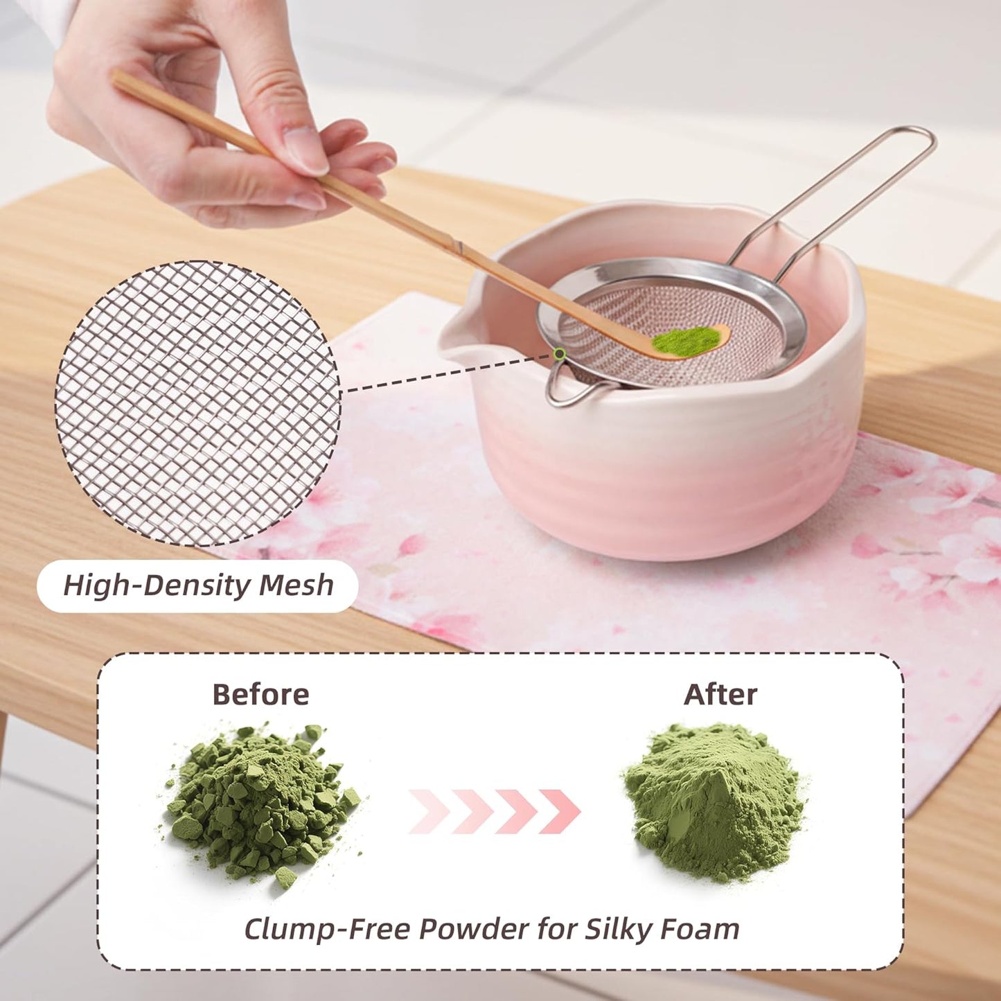 6-Piece Matcha Whisk Set Pink, 18oz Matcha Bowl with Spout, Bamboo Whisk and Chasen Holder, Pink Matcha Kit, Cute Macha Gift Set for Women & Matcha Lovers Starters, Mother's Day Gift