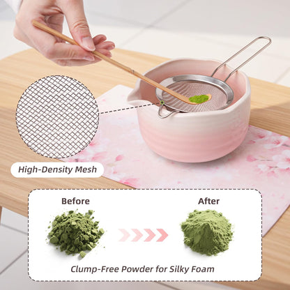 6-Piece Matcha Whisk Set Pink, 18oz Matcha Bowl with Spout, Bamboo Whisk and Chasen Holder, Pink Matcha Kit, Cute Macha Gift Set for Women & Matcha Lovers Starters, Mother's Day Gift