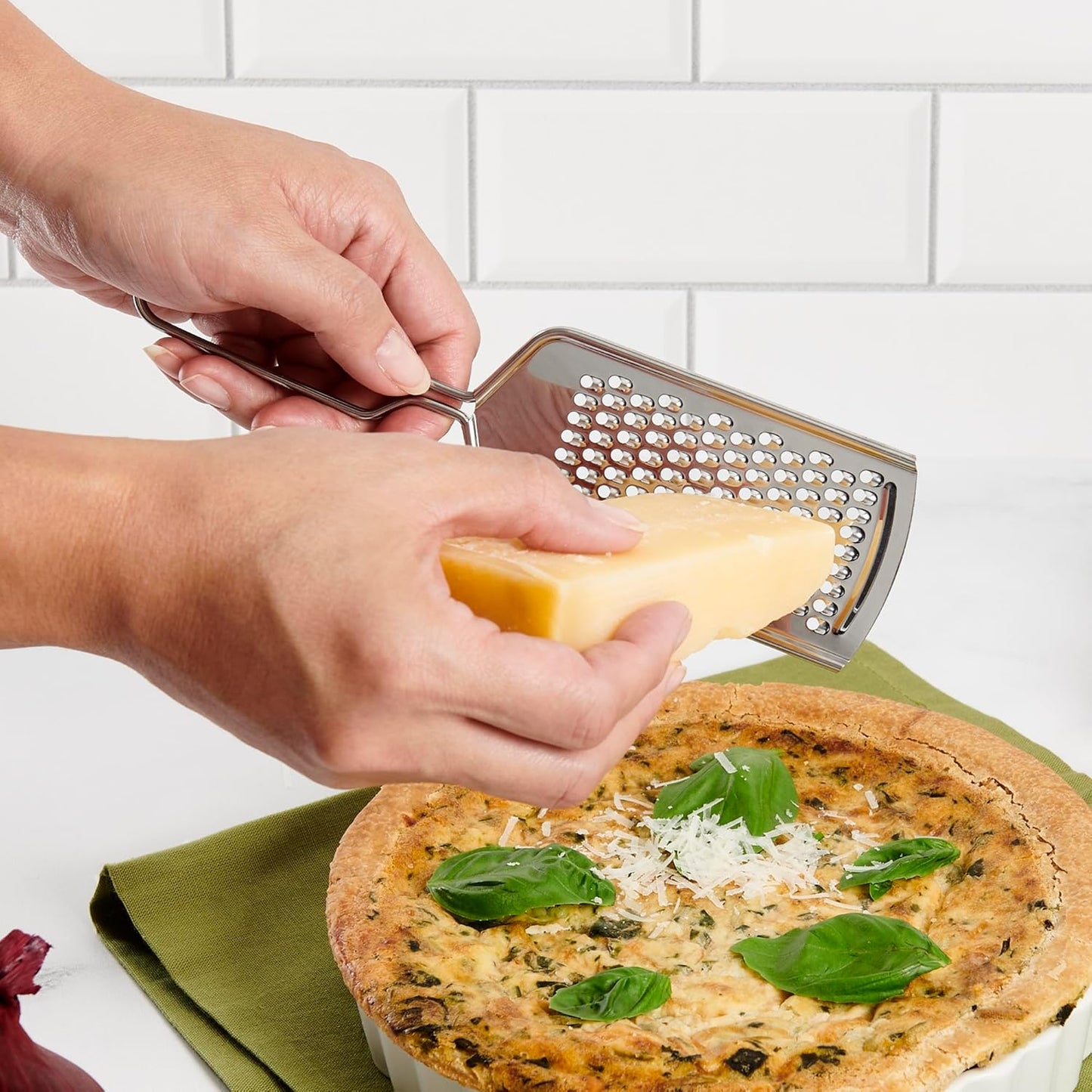 HIC Kitchen Professional Grater Zester, Stainless Steel, Non-Slip Base and Handle, 4 Multi-Grating Surfaces