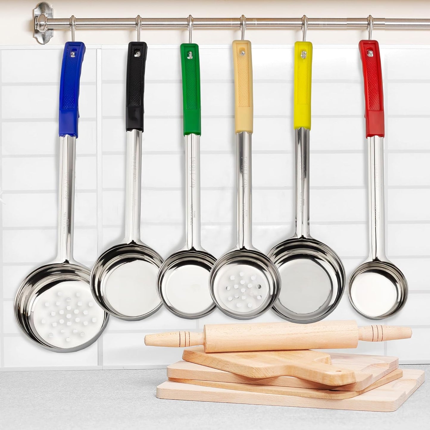 Darware Portion Control Serving Spoons (6-Piece Ladle Set); w 1/4 Cup, 1/2 Cup, 3/4 Cup & 1 Cup (2, 4, 6, 8 oz) & 1/2 & 1 Cup Utensils/Spoodles