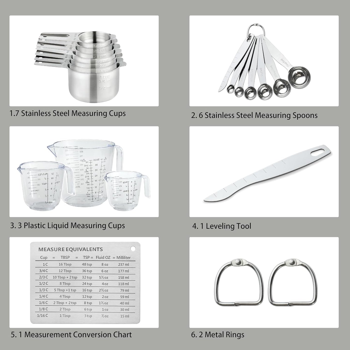 20PCS Measuring Cups and Spoons Set, Mituer Stainless Steel Nesting Kitchen Cooking Baking Measuring Set for Dry and Liquid Ingredients