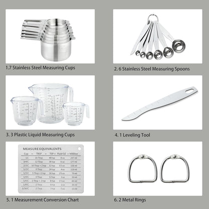 20PCS Measuring Cups and Spoons Set, Mituer Stainless Steel Nesting Kitchen Cooking Baking Measuring Set for Dry and Liquid Ingredients