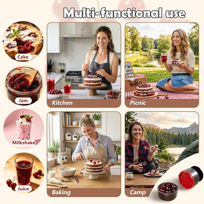 Cherry Pitter Tool 7-in-1 Stainless Steel Cherry Pitter with Splatter Guard, Easy Push Button Cherry Pitter Tool for Cherries Olives and Fruits, Food Grade Cherry Seed Remover