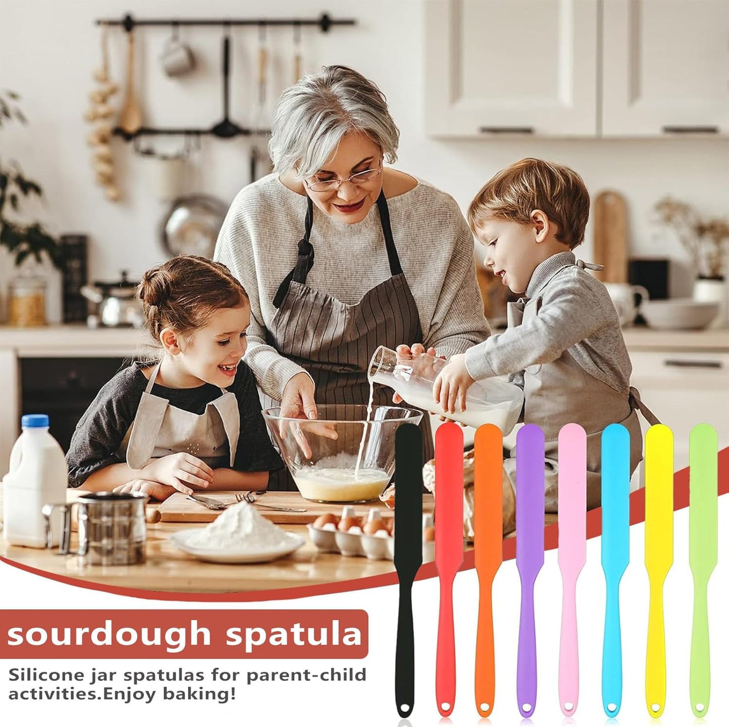 Mini Silicone Spatula Set 6 Pack – Heat-Resistant,Reusable & Non-Stick Spatulas for Baking,Cooking & Mixing – Dishwasher Safe,Multi-Color,Child-Safe Design Tnkcter