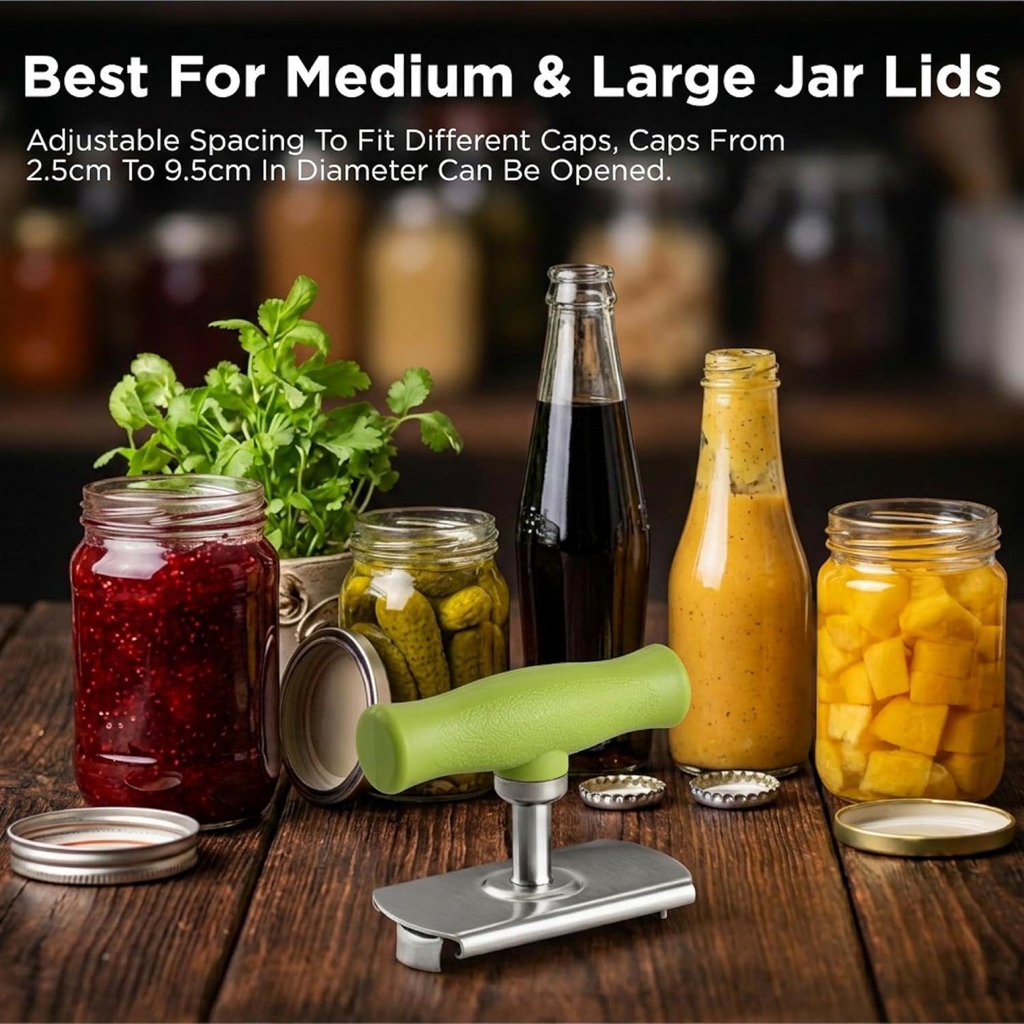 2Pcs Adjustable Jar Opener, Stainless Steel Labor-Saving Can Opener for Weak Hands Seniors, Universal Bottle Lid Gripper Tool for All Size Jars & Bottles