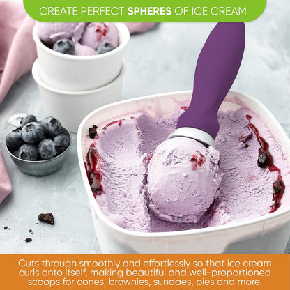 Spring Chef Heavy Duty Ice Cream Scoop with Comfortable Handle - Professional Ice Cream Scooper for Gelato, Sorbet, Cookie Dough, Melon, Frozen Yogurt - Dishwasher Safe Metal Kitchen Tool - Black