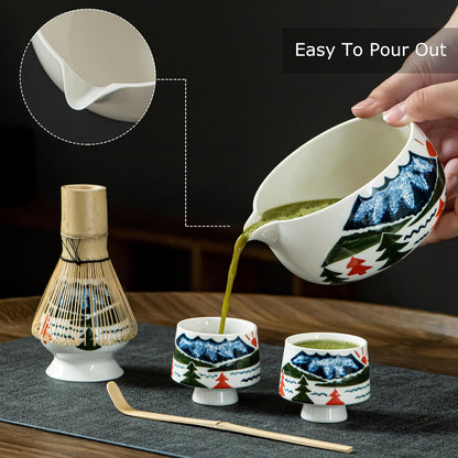 Matcha Whisk Set, Cute Strawberry Matcha Bowl Set with 2 Cups, Bamboo Whisk, Scoop & Holder, Matcha Kit Gift for Tea Lovers and Tea Ceremony, Birthday, Anniversary