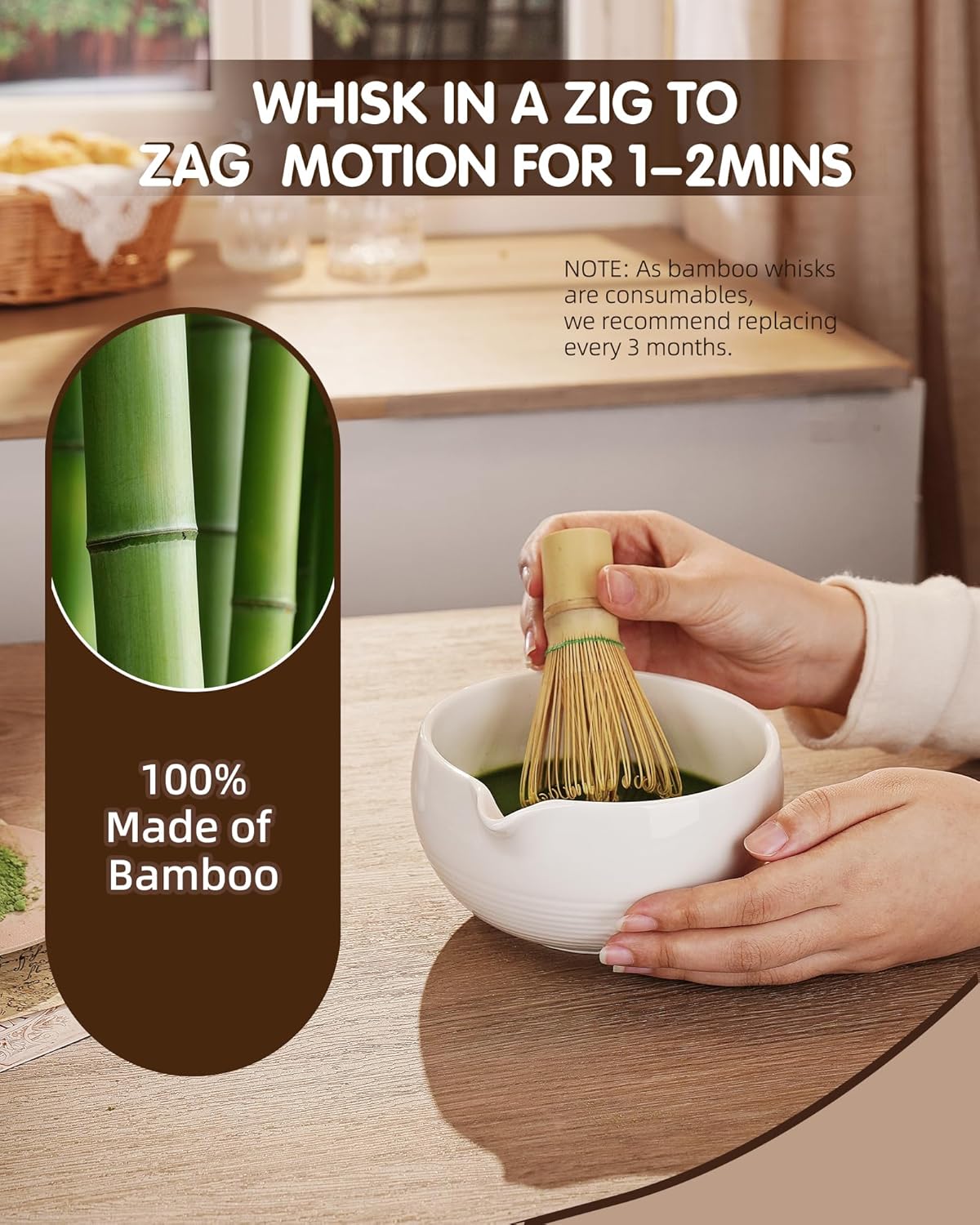 ZENS Pink Matcha Set, Matcha Whisk Set Includes 15oz Ceramic Bowl & (Chasen Holder), Bamboo Whisk & Scoop, Sifter and Pink Tea Towel, 6pcs Matcha Kit for Matcha Lovers