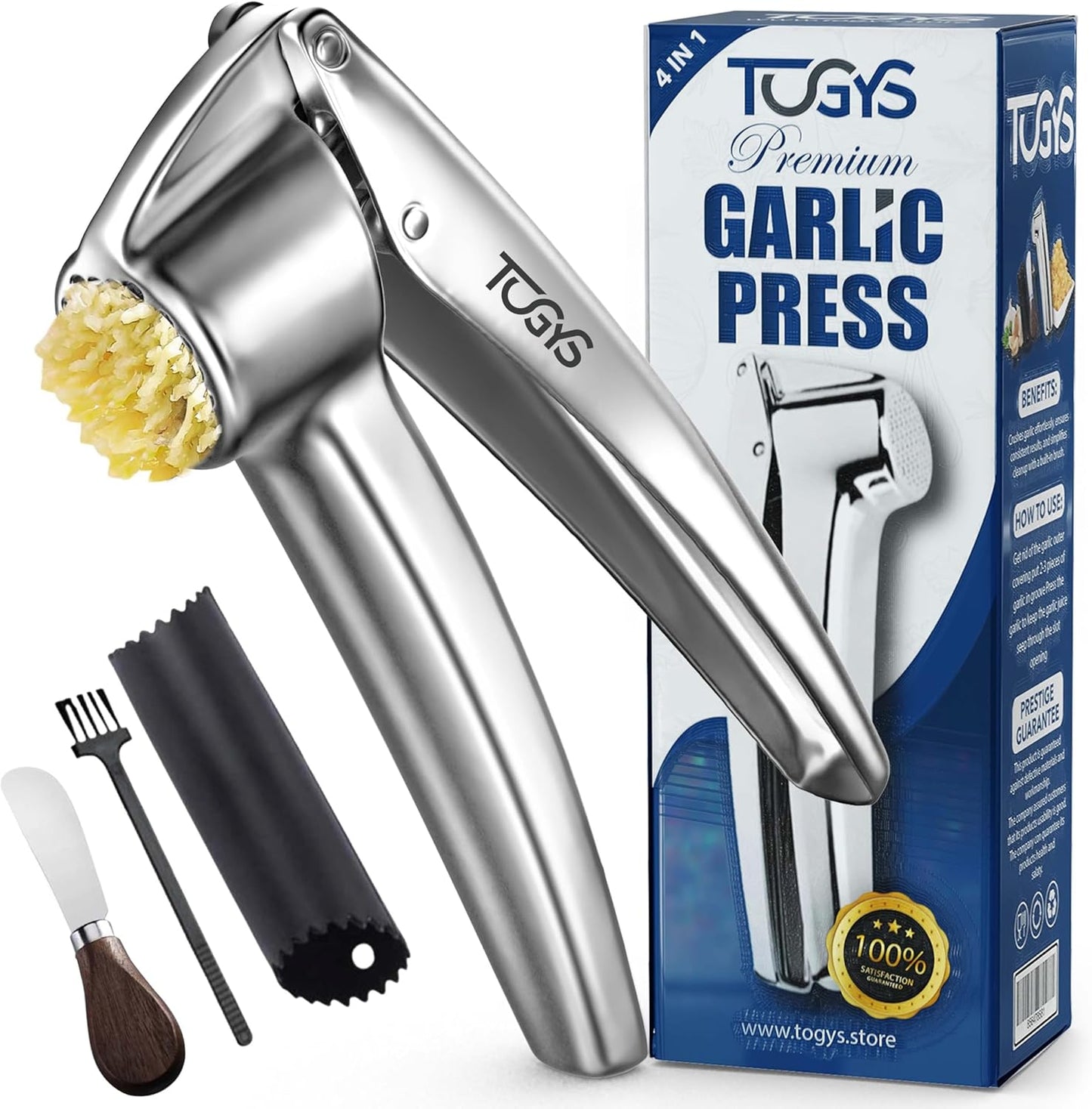 3-in-1 Premium Kitchen Tool Set - Heavy Duty Stainless Steel Garlic Press, Herb Scissors & Meat Tenderizer - Rust-Proof, Dishwasher Safe Cooking Gadgets - Ideal Gift for Home Chefs