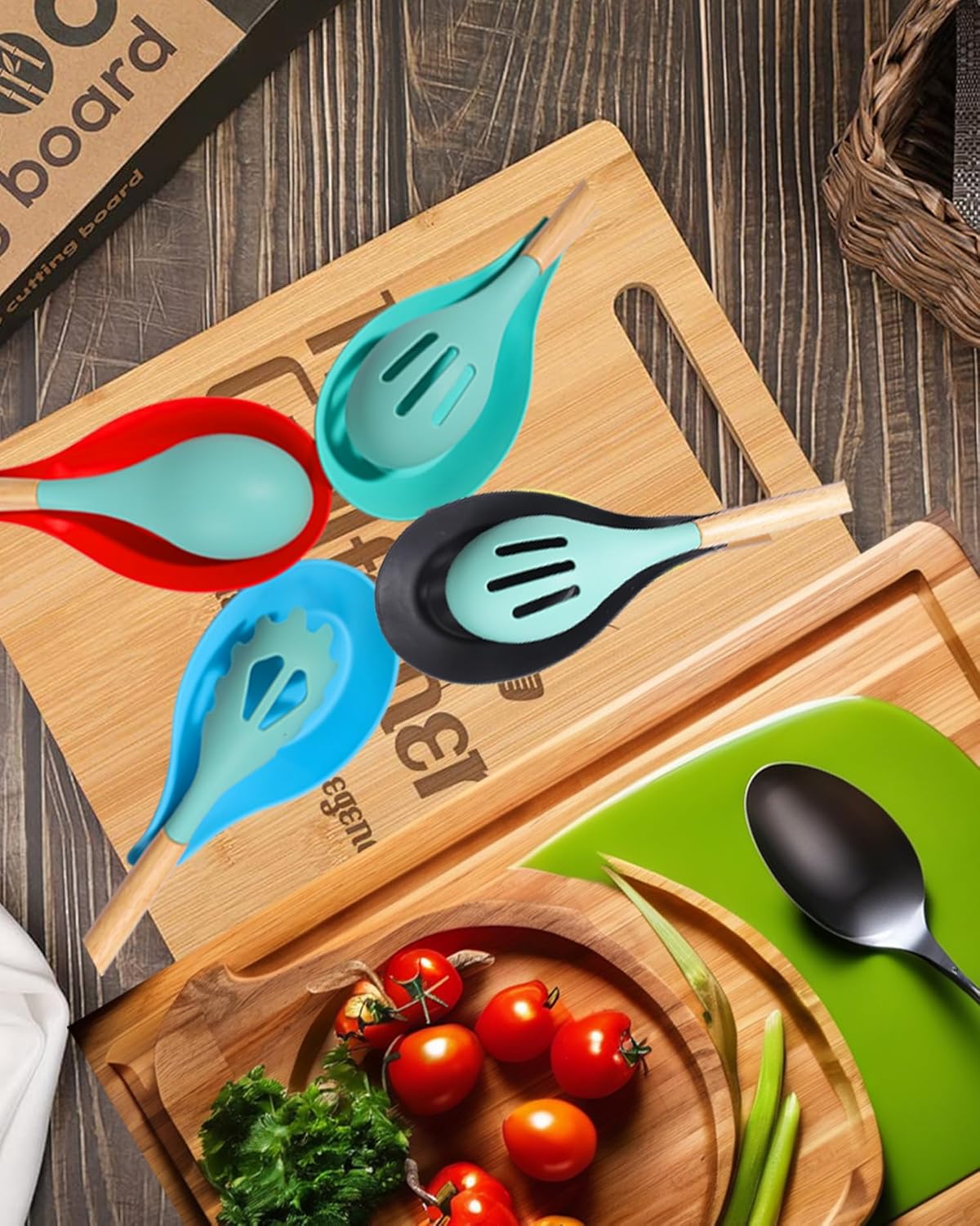 6 Pack Silicone Spoon Rest for Stove Top, Heat Resistant Kitchen Spoon Holder for Counter, Multi-Color (Multi-6)