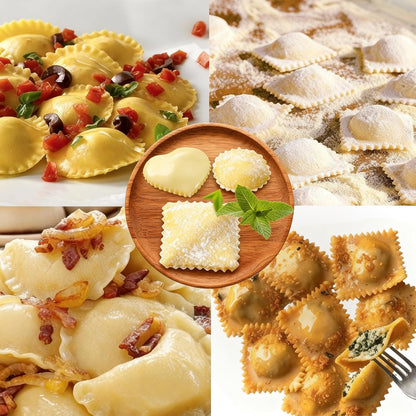 ARTPICO Ravioli Stamp Maker Cutter Roller Wheel Set of 5 Pasta Making Kit Wooden Handle Fluted Edge for Ravioli Press Cutter Pastry Dumplings Lasagna Pierogi Dough cut