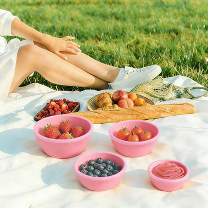 4-Piece Classic Plastic Prep Bowls with Lids, Nesting Plastic Small Mixing Bowl Set for Mixing, Baking, Prepping, Cooking and Serving Food, Microwave and Dishwasher Safe