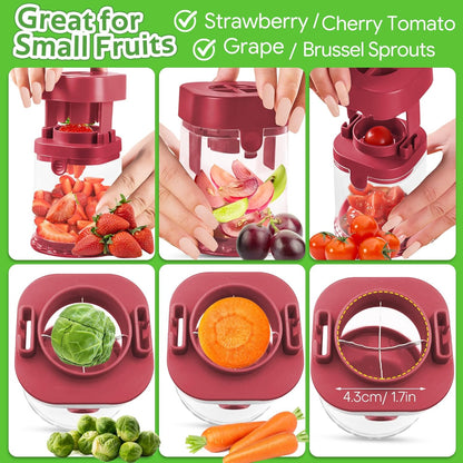 Small Fruit Cutter, Creative Strawberry & Grape Slicer, Quickly Making Fruit Vegetable Salad (Black)