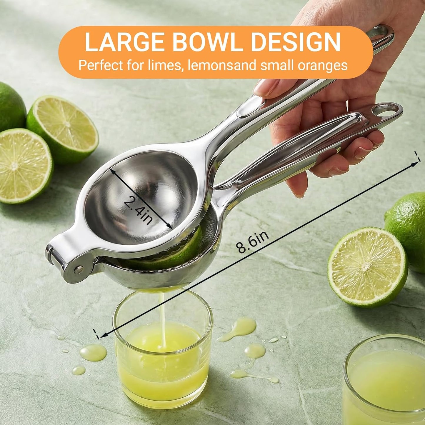 Stainless Steel Manual Juicer Citrus, Lemon Squeezer, Fruit Juicer Lime Press Metal, Professional Hand Juicer Kitchen Tool Bar Juicer for Bartender Accessories