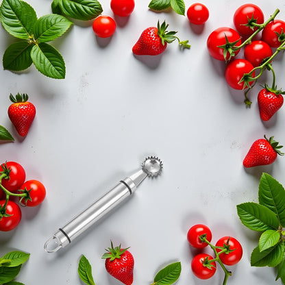 2Pcs Silver Strawberry Huller and Tomato Stem Corer Tool Multi-Function Stainless Corer and Pitter Remover for Strawberry,Tomato,Vegetable and Fruit Corers Practical Kitchen Utensils and Gadgets