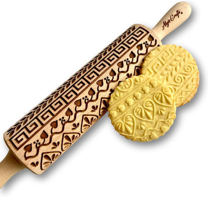 BEEHIVE Embossing Rolling Pin with Pattern. Laser Engraved Embossing Dough Roller for Homemade Cookies and Pottery by Algis Crafts