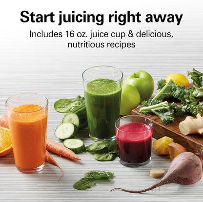 Hamilton Beach Juicer Machine, Big Mouth 3” Feed Chute for Whole Fruits and Vegetables, Easy to Clean, Centrifugal Extractor, Vegetable & Fruit Juicer, BPA Free, 800W Motor, Black