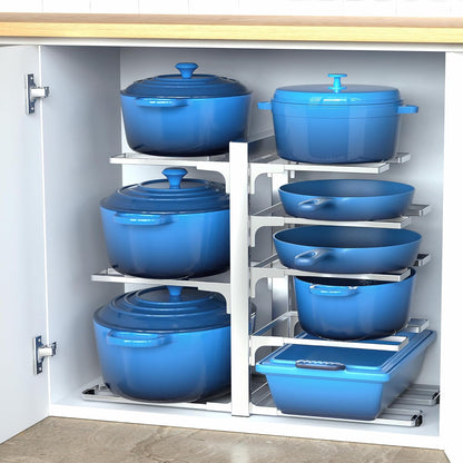 ORDORA Pots and Pans Organizer for Cabinet 16.61 Height, 8 Tier Pot Organizers Rack with 3 DIY Methods, Adjustable Pan Organizer under Cabinet Kitchen Organization and Storage