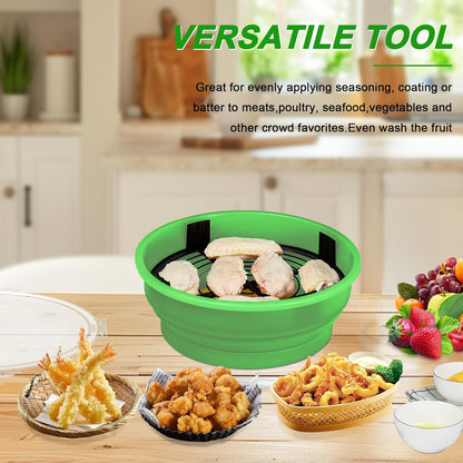 FJNATINH Collapsible Batter Bowl - Mess Free Better Breader Shaker Bowl with Lid Breading Shaker Container - Great for Fried Fish, Fried Chicken, Onion Rings, Wings & More,No Leak,Easy to Store