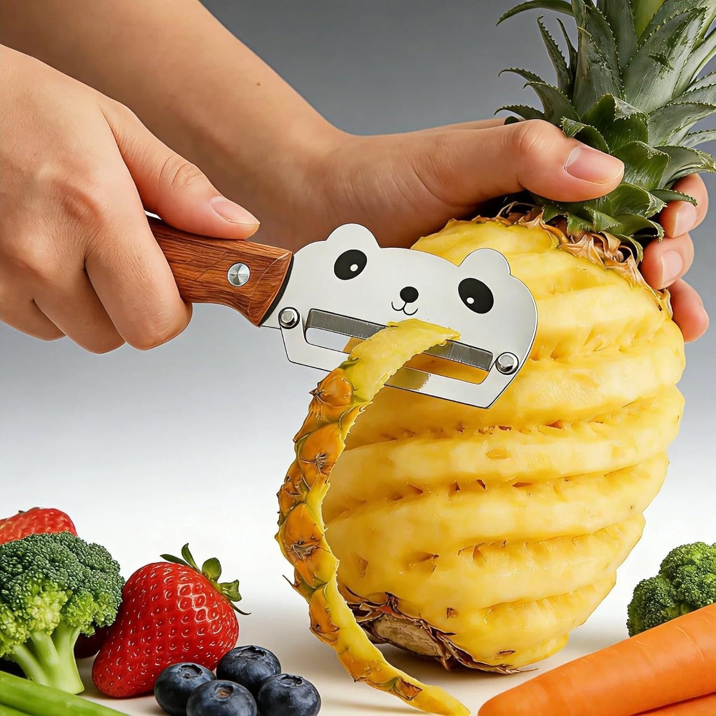 Maxjoy Multifunctional Vegetable Peeler, Zero Flex & Zero Snag, Stainless Steel with Wooden Handle, 2 in 1 Peeler with Bottle Opener for Potato Apple Carrot Fruit