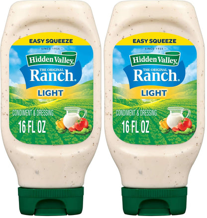Hidden Valley Light Ranch Condiment and Dressing, Easy Squeeze Bottle, 16 Fl Oz, (Package May Vary)