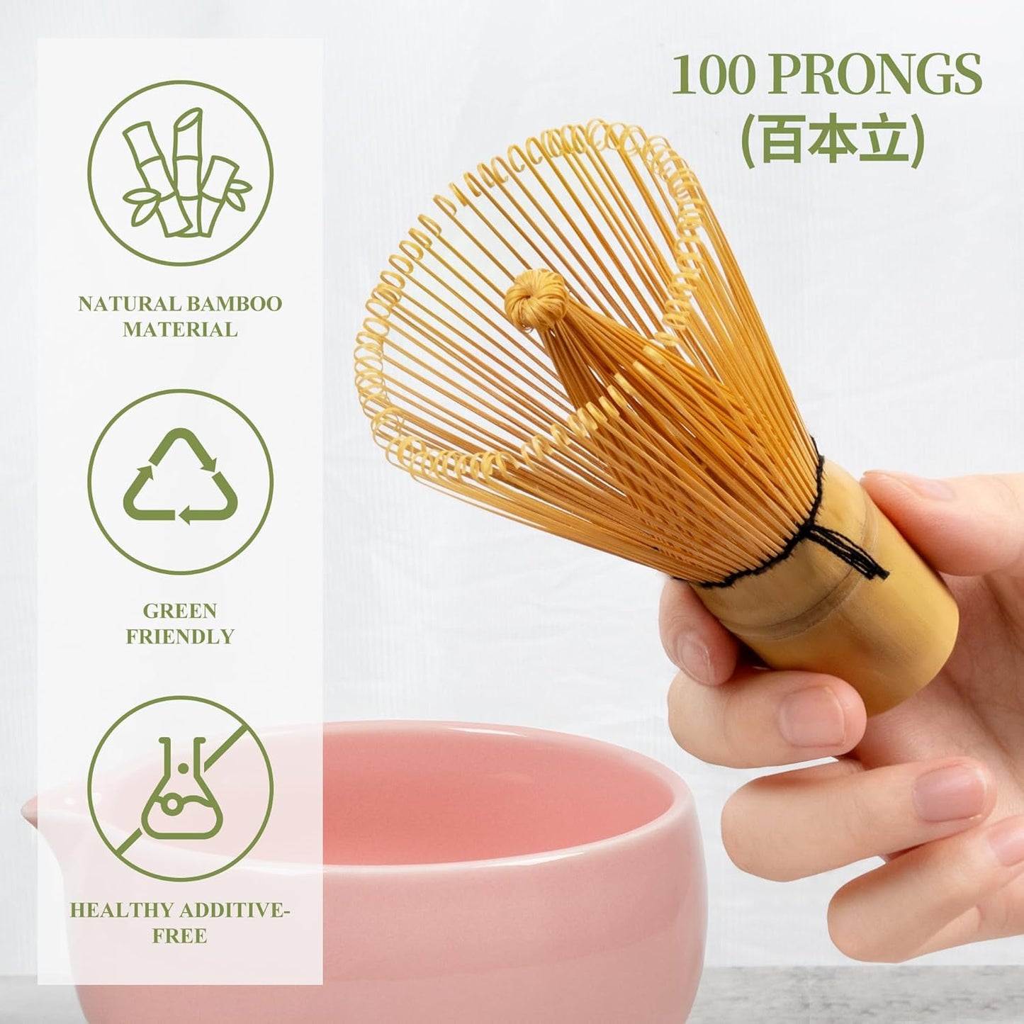 YIBO Matcha Whisk Set With Bowl, Ceramic Matcha Making Kit Includes Bamboo Whisk (Chasen), Holder Stand, Powder Starter Sifter, Scoop, Measuring Spoon & Cup Tea Tools For Ceremony (Mottled Green)