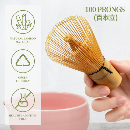 YIBO Matcha Whisk Set With Bowl, Ceramic Matcha Making Kit Includes Bamboo Whisk (Chasen), Holder Stand, Powder Starter Sifter, Scoop, Measuring Spoon & Cup Tea Tools For Ceremony (Mottled Green)