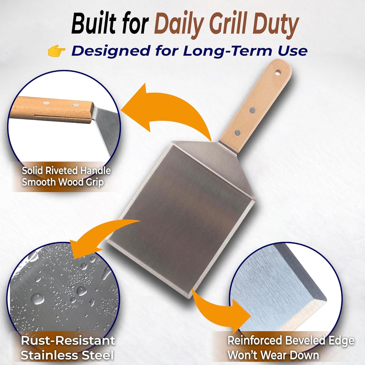 Multipurpose Bench Scraper, Dough Scraper and Dough Cutter for Flat Top Griddle, Bread, Pizza, and Pastry – Stainless Steel Griddle Scraper Chopper for Baking and Cooking