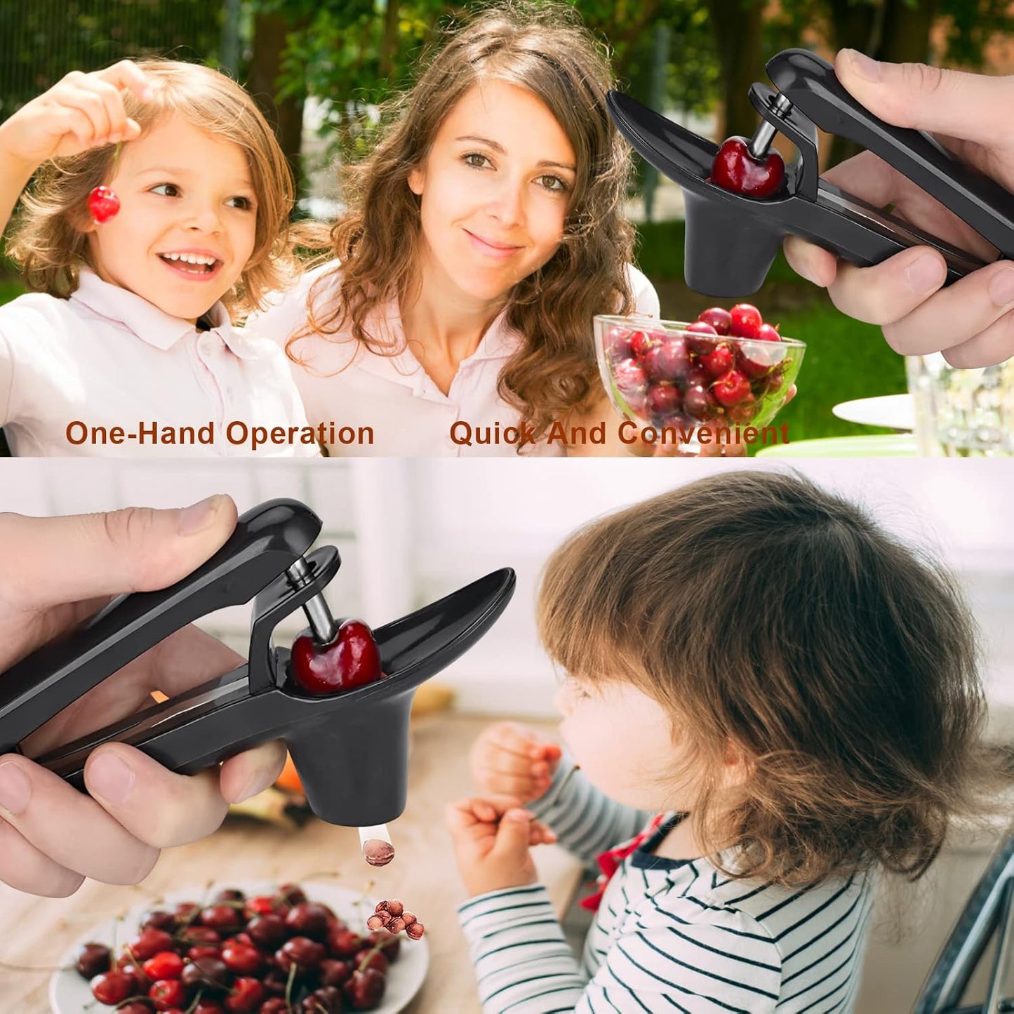 Cherry Pitter, Heavy-Duty Stainless Steel Olive and Cherry Pitters Corer Tool with Space-Saving Lock Design, Multi-Function Cherries Stoner Seed Remover Tool for Making Cherry Jam (Red)